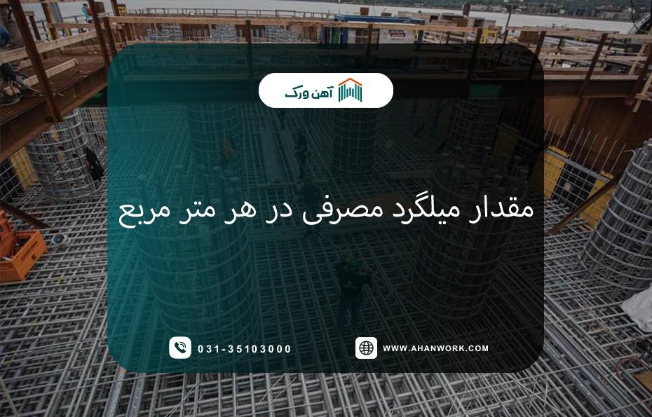 مقدار میلگرد مصرفی در هر متر مربع