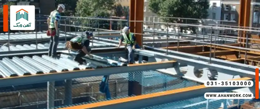 مراحل اجرای تیرچه بتنی پیش تنیده در اسکلت فلزی